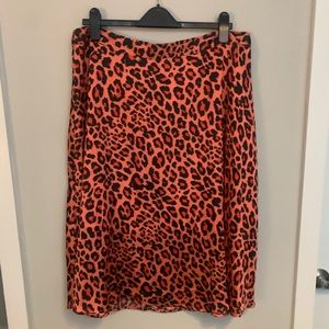 Pink leopard satin skirt